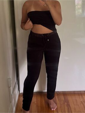 Tristan Black Drawstring Jogger Pants